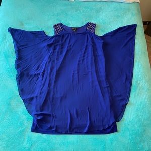Royal Blue Beaded Cold Shoulder Dress